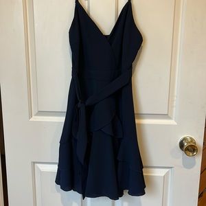 Flowy navy blue homecoming dress